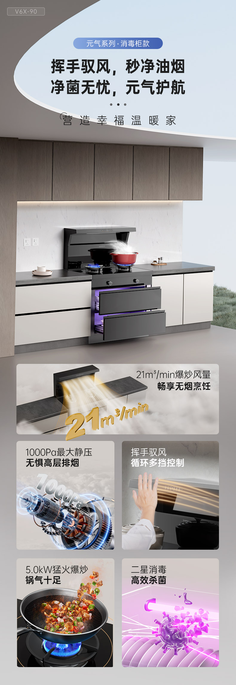 帥豐V6X-90消毒柜款集成灶